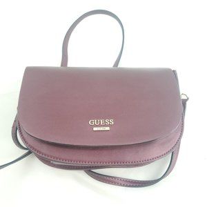 Guess Womens Plum Flap Front Detachable Strap Retro Crossbody Handbag Pu…